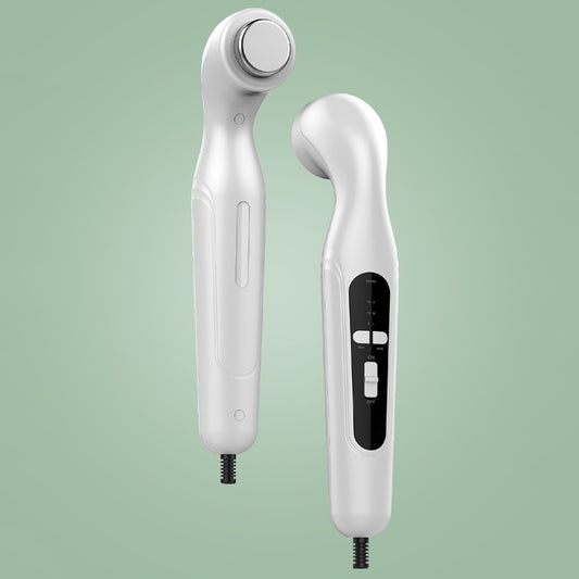Two white handheld devices on a green background